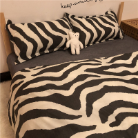 北欧简约黑色豹纹斑马纹四件套1.5m1.8米被套床单耐脏ins床上用品