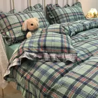 ins风北欧全棉少女床上四件套纯棉简约公主床单三件套被套荷叶边4