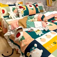 水洗棉四件套 床单床裙款卡通可爱小清新ins学生宿舍 床上三件套