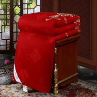 婚庆被芯绣花全棉大红百子喜被结婚龙凤蚕丝被双人加厚冬被子10斤