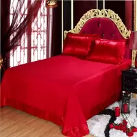 婚庆大红床单单件单双人床上欧式圆角飞边床单