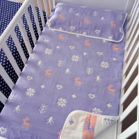 60支秋冬加厚6层纯棉纱布婴幼儿床床单80*150cm+儿童枕巾套床品