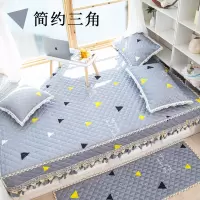 支持四季防滑榻榻米床盖单件绗缝大炕套罩沙发垫夹棉床单加厚|铁蓝灰色简约三角 同款抱枕套1只