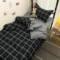 北欧气质条纹格子被套四件套1.5米单人学生宿舍上下铺床单三件套4