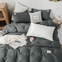 北欧风四件套水洗棉纯色简约被套网红款学生宿舍三件套床上用品日