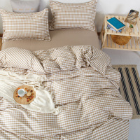 日式良品春夏四件套格子被套纯色学生宿舍床单人三4件套床上用品
