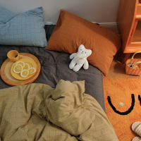 日式复古风混搭纯棉水洗棉四件套全棉纯色单人宿舍三件套床单被套