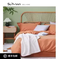 北欧简约60s全棉纯棉四件套纯色三件套秋冬磨毛被套床单床上用品
