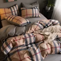 网红全棉四件套纯棉床上床品格子床单北欧简约被套1.8床笠三4件套