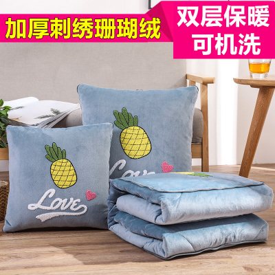 车载抱枕被子两用加厚珊瑚绒汽车办公室空调被靠垫沙发午睡枕靠枕