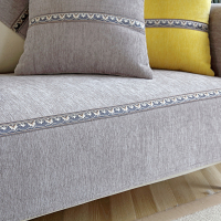 雪尼尔刺绣沙发垫坐垫四季通用北欧纯色简约时尚沙发罩巾防滑现代