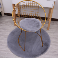 北欧仿兔毛圆形坐垫家用椅垫冬季短毛绒毛毛垫子梳妆台垫吧台椅垫