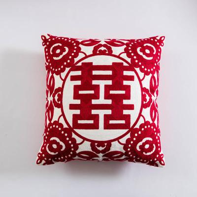 婚庆红靠垫结婚喜字大红抱枕套沙发靠枕45x45新房婚床礼物一对拍2