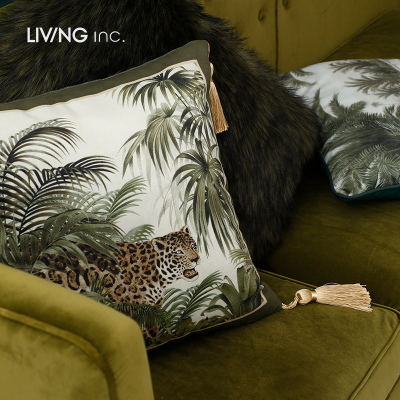 中古丛林 复古轻奢样板房抱枕靠垫靠枕套植物客厅沙发