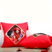 新婚抱枕照片diy订制婚房床上结婚靠垫枕头婚庆大红色款一对