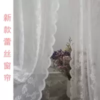 魔术贴韩式田园蕾丝免打孔白纱窗帘波浪边纱帘自粘式客厅阳台飘窗