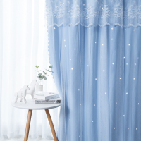 窗帘布2020新款卧室全遮光北欧简约飘窗挂钩式纱帘隔热防晒遮阳帘