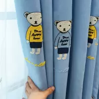 卡通泰迪熊动物儿童窗帘男孩女孩房间卧室飘窗遮光短窗帘简约现代