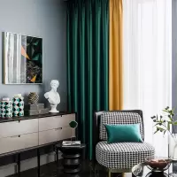 美式轻奢高精密2020年新款窗帘北欧简约现代客厅纯色拼接遮光卧室