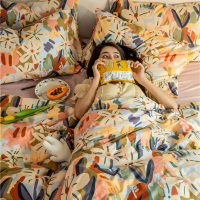 美式浪漫 全棉纯棉四件套 写意绘画风床单被套宿舍三件套床笠床上