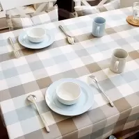 防水桌布正方形布艺格子小方格座布餐桌布家用长方形北欧台布桌垫