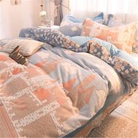 6d水晶绒雕花四件套珊瑚绒法兰绒三件套双面魔法绒秋冬季保暖套件