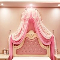 床幔床头帘宫廷女孩公主房装饰帘韩式蚊帐床帘欧式纱帘架婚庆