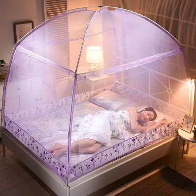蒙古包蚊帐家用三开门加密加高公主风1.8双人1.5m床拉链宿舍0.9米