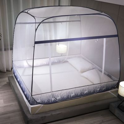 免安装蒙古包蚊帐三开门加厚加密1.2米单双人1.8米床家用蚊帐1.5m
