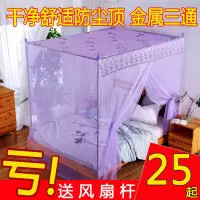 蚊帐单开门双人家用落地式1.5米方顶不锈钢支架加厚加密宫廷1.8床