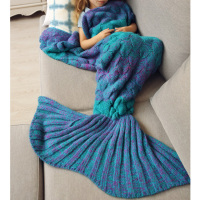 网红新款美人鱼毛毯马海毛针织盖毯空调被子 沙发休闲毯大人小孩