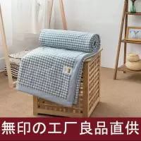 日式纯色格子全棉夏凉被空调被水洗棉单人双人春秋薄被子