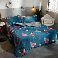 水晶绒床盖单件双面床单三件套厚夹棉防滑单床上铺毛毯睡垫盖毯子