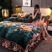 加厚珊瑚绒四件套法兰绒金貂绒床上用品三件套保暖被套床单床裙式