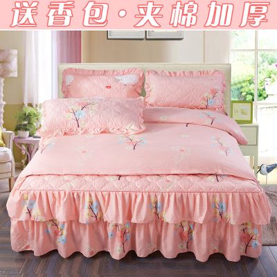 秋冬加厚夹棉床裙床上四件套床罩双人床单被套结婚三件套床上用品