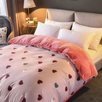 棉加绒全棉珊瑚绒被套单双人纯棉被罩单件冬季加厚法兰绒220x240