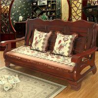 防滑可拆洗沙发坐垫红实木沙发垫毛绒加厚单人三人座连体长椅垫子