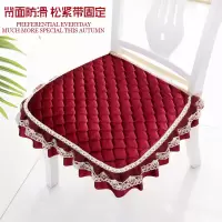 绒面椅子垫布艺夹棉防滑松紧绑带餐椅垫子四季椅子软坐垫蕾丝花边