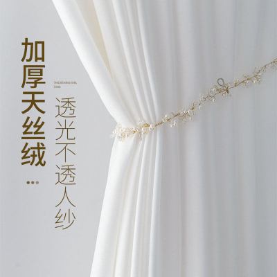 白纱窗帘纱帘透光不透人纱阳台遮光窗纱北欧简约飘窗天丝绒白沙帘