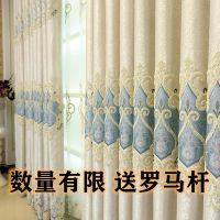 送杆子窗帘简约欧式遮光客厅卧室成品提花刺绣花布料成品落地窗纱