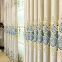 窗帘简约欧式遮光客厅卧室成品提花刺绣花布料成品落地窗纱