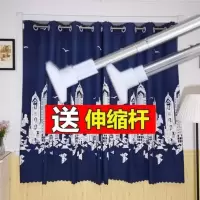 简易免打孔送伸缩杆窗帘门帘隔帘学校宿舍直播网红窗帘卧室客厅帘