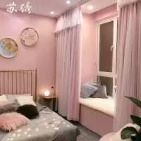 网红ins公主风蕾丝布纱一体全遮光窗帘成品卧室客厅飘窗韩式温馨