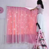 魔术贴窗帘免打孔安装卧室飘窗自粘遮阳纱帘粘贴式遮光网红款遮阳
