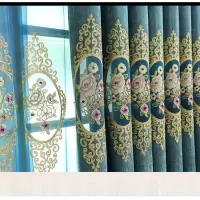 雪尼尔欧式绣花窗帘客厅卧室落地窗成品窗帘布窗纱帘头