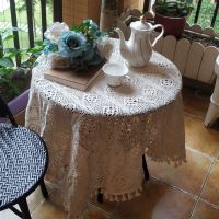 复古欧式美式蕾丝圆桌布北欧ins田园针织镂空餐桌桌布摄影背景布