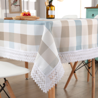 新款布艺餐桌布防水防烫长方形茶几桌布正方形清新格子台布无异味
