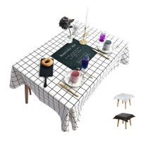 桌布少女心棉麻书桌网红 抖音布艺粉色格子小清新ins餐垫北欧