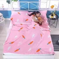 纯棉隔脏睡袋全棉旅游酒店宾馆成人大人出差床单被套一体双人|兔粉 2米