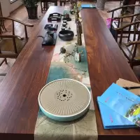 新中式大板桌旗加长茶席禅意红木茶几茶桌茶台棉麻布艺桌布中国风